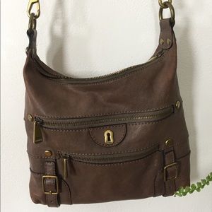 Brown Large Fossil Cross-body Bag
